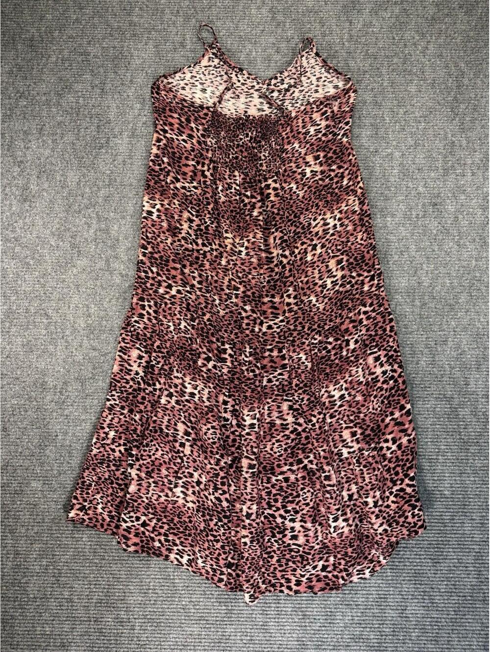 Millennium Pink Leopard Maxi Slip Dress V-Neck Sleeveless Summer Gown Size Large